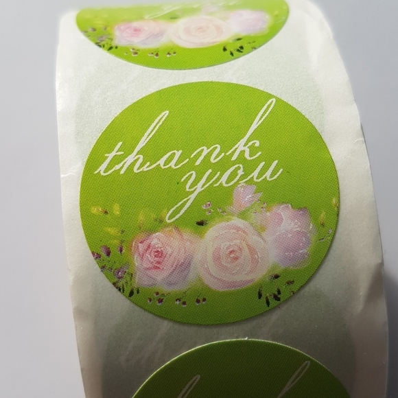 100 pcs Thank You Stickers with Roses 1" in - Picture 7 of 11